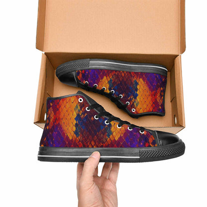 MEN'S Dark Snake Print High Top Canvas Surreal Shoes
