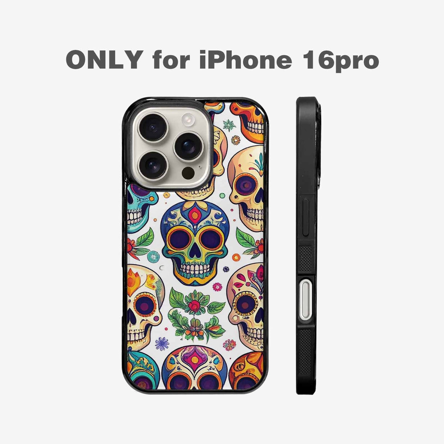 iPhone 16 Pro Case — Vibrant Skull Seamless, Custom Made Phone Cover