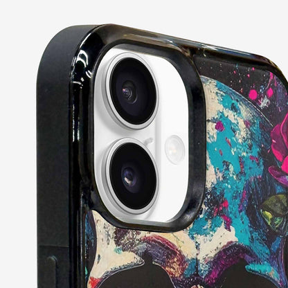 iPhone 16 Plus Case — Skulls Roses Acid Wash Custom, Custom Printed Phone Case