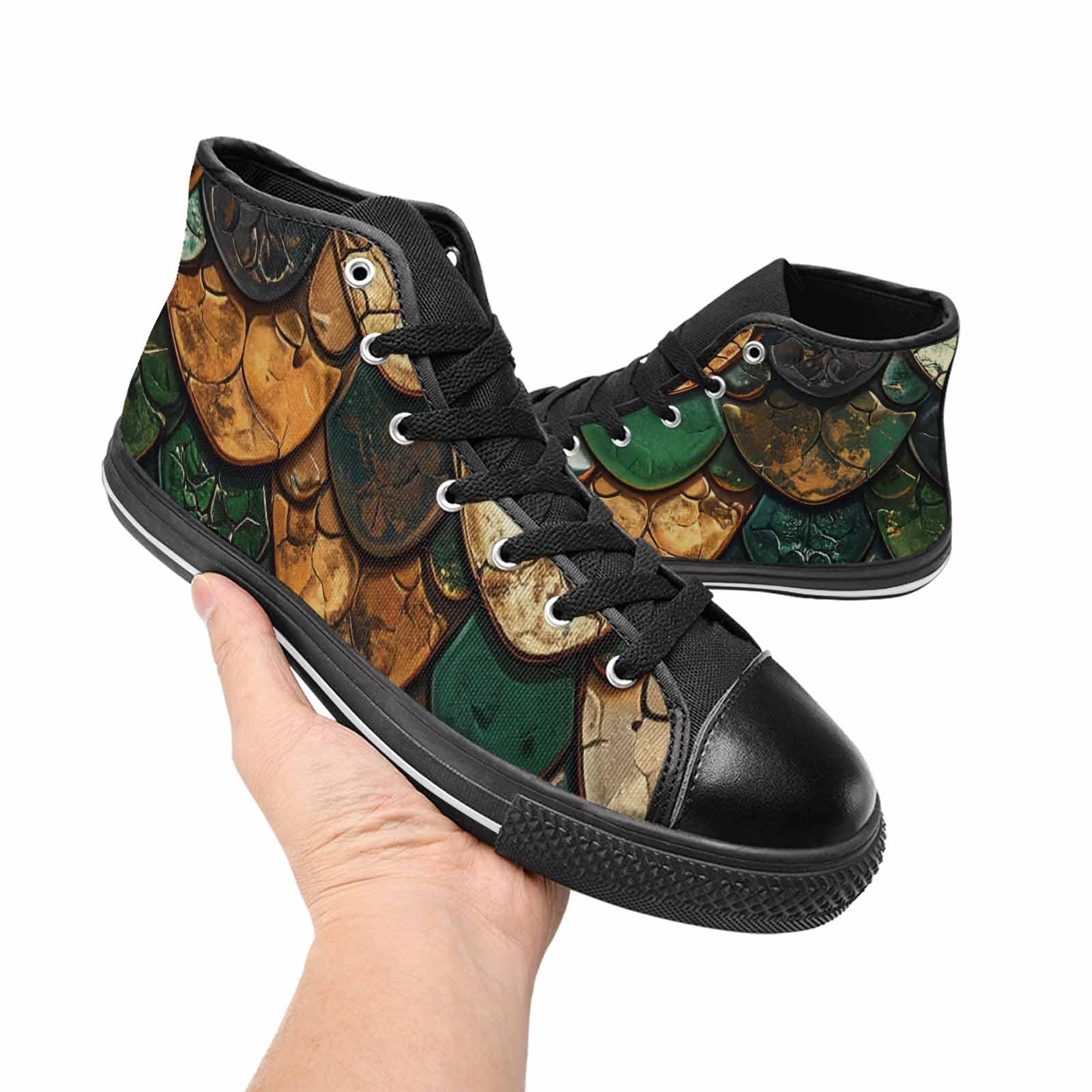 MEN'S Snake Skin Reptile High Top Canvas Neon Fantasy Custom Sneakers