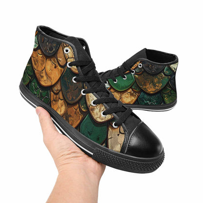MEN'S Snake Skin Reptile High Top Canvas Neon Fantasy Custom Sneakers