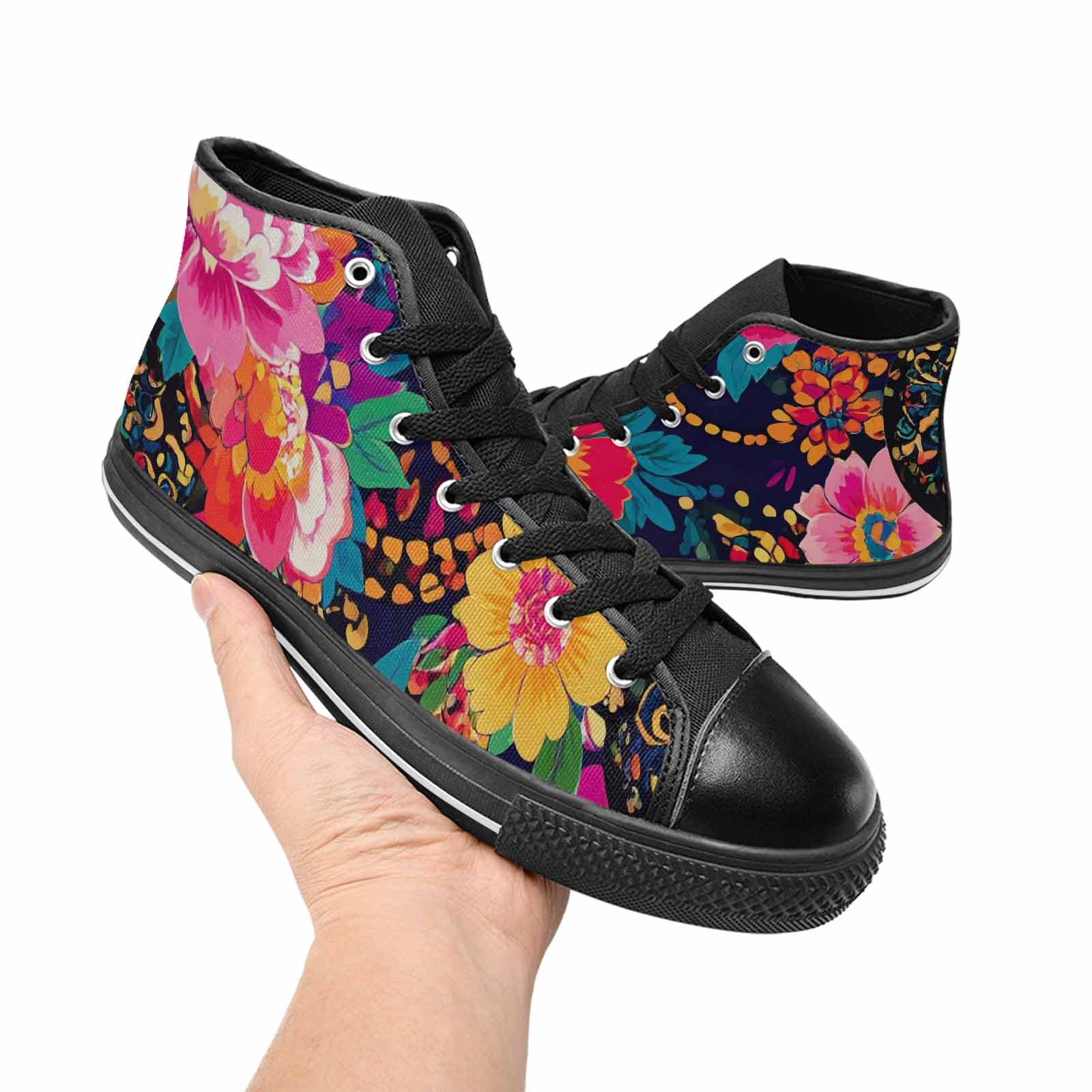 MEN'S Floral Snake Print High Top Canvas Dreamcore Sneakers