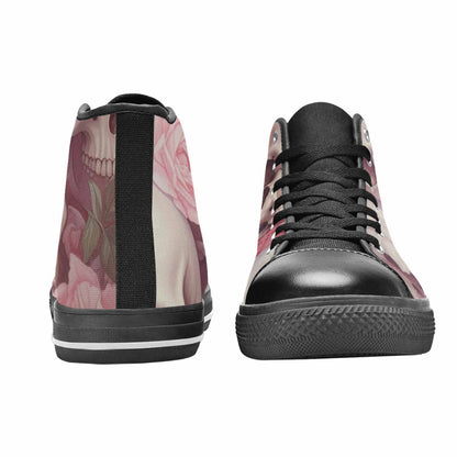 WOMEN'S Skulls Roses Soft Airbrush High Top Canvas Cottagecore Shoes