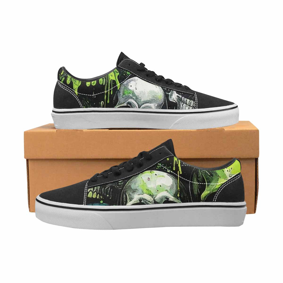 WOMEN'S Rainbow From Skull S Lace-Up Canvas Dark Academia Custom Sneakers