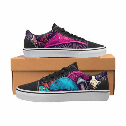 WOMEN'S Mushroom Skull Canvas Lace-Up Neon Fantasy Custom Sneakers