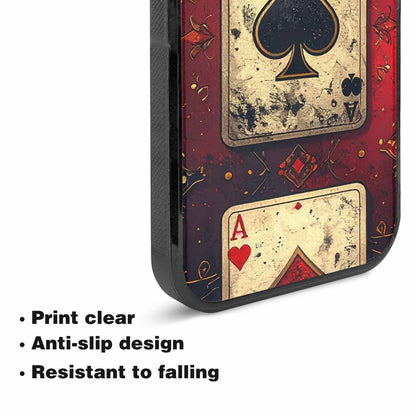 iPhone 15 Case — Playing Card Suits Pattern Poker Chips, Custom Printed Phone Case
