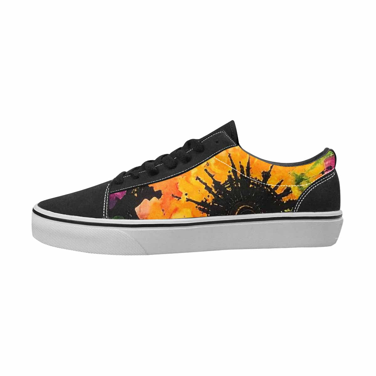 WOMEN'S Tie Dye Black & Green Ink Canvas Boutique Vibrant Chaos Custom Sneakers