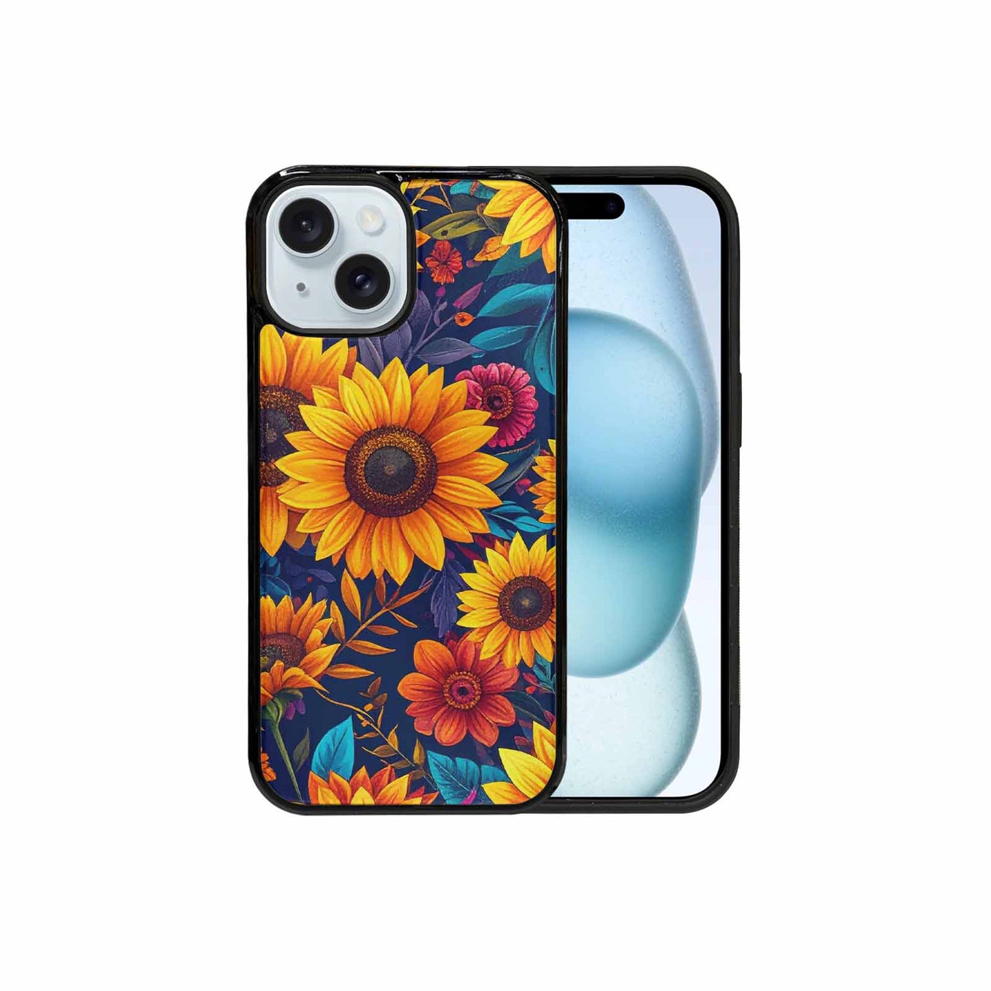 iPhone 15 Case — Sunflower Skulls Print Custom, Custom Printed Phone Case