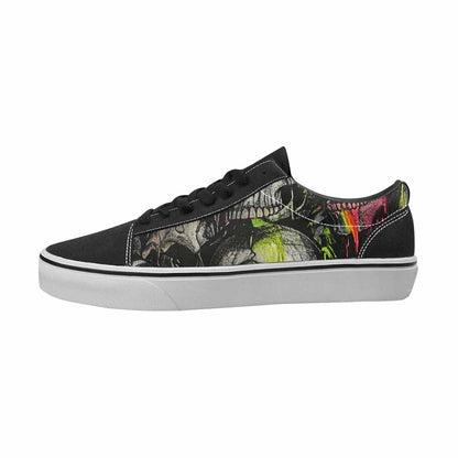 MEN'S Skulls Black & Green Ink Canvas Streetwear Dreamcore Customized Sneakers