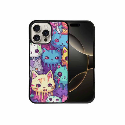 iPhone 16 Pro Max Case — Pastel Gore Cat Character Pattern Hundreds, Custom Print Case Cover
