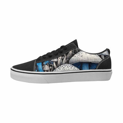 MEN'S Mushrooms Black & Blue Ink Canvas Original Design Kaleidoscope Limited Edition Sneakers