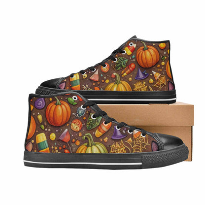 WOMEN'S Halloween High Top Canvas Wallpaper Art Custom Shoes