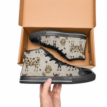 WOMEN'S Cow Animal Print High Top Canvas Surreal Custom Sneakers
