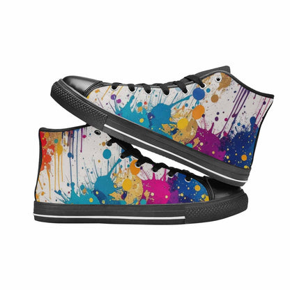 WOMEN'S Paint Splatter High Top Canvas Vibrant Chaos Shoes