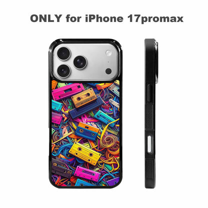 iPhone 17 Pro Max Case — Retro Cassette Tape Pattern Retro Vintage, Personalized Phone Case