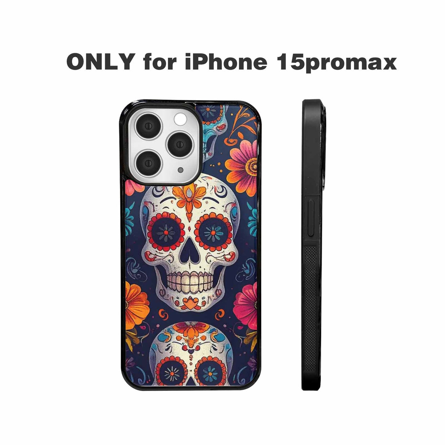 iPhone 15 Pro Max Case — Day Of Dead Sugar Skull Custom, Custom Art Phone Cover