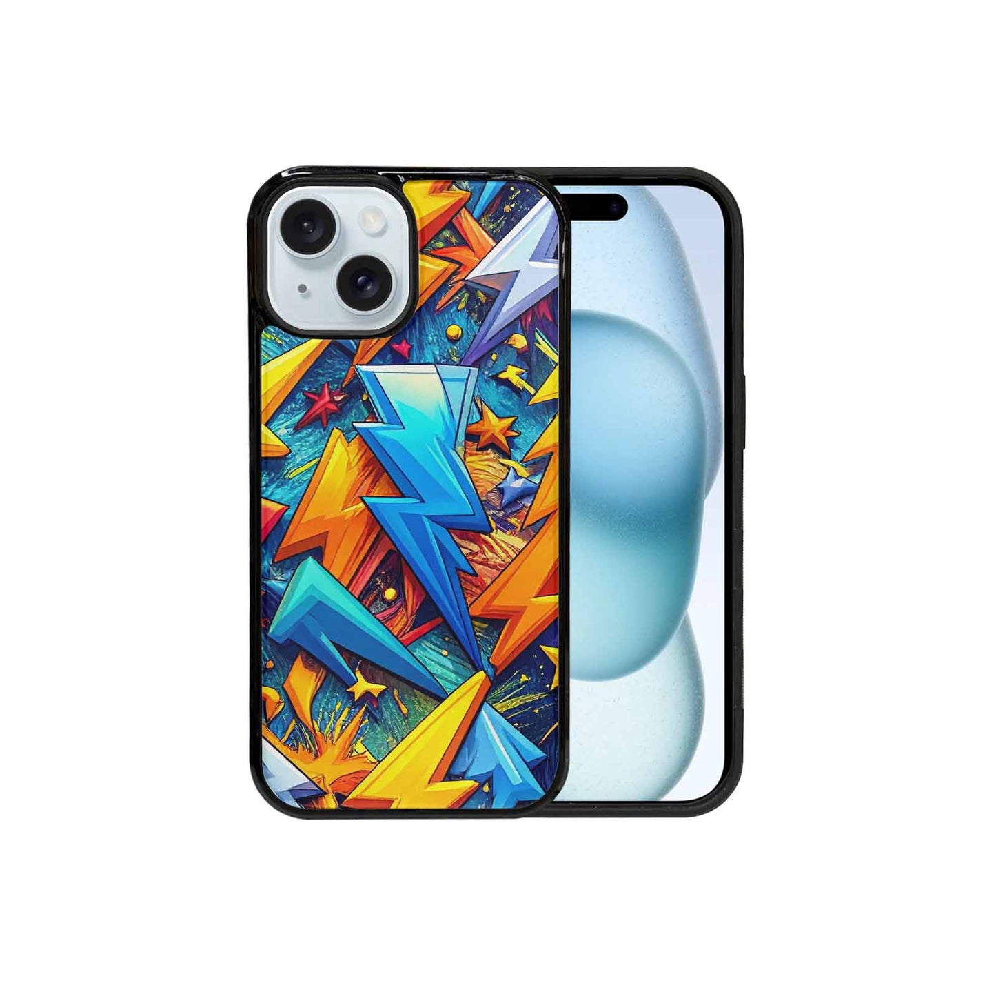 iPhone 15 Case — Lightning Bolt Storm Pattern Hundreds Of, Custom Print Case Cover