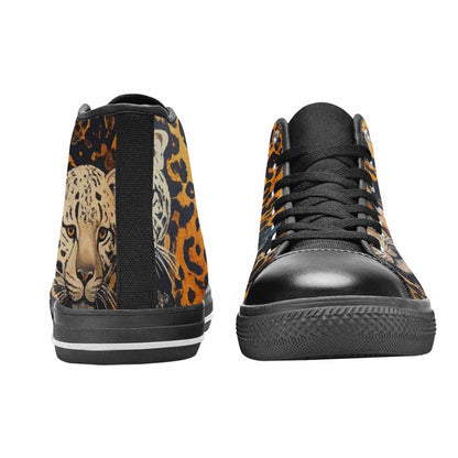 MEN'S Animal Print High Top Canvas Vibrant Chaos Custom Shoes