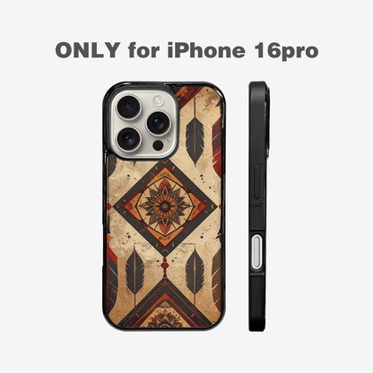 iPhone 16 Pro Case — Native American Geometric Pattern Arrows Feathers, Unique Phone Case Design