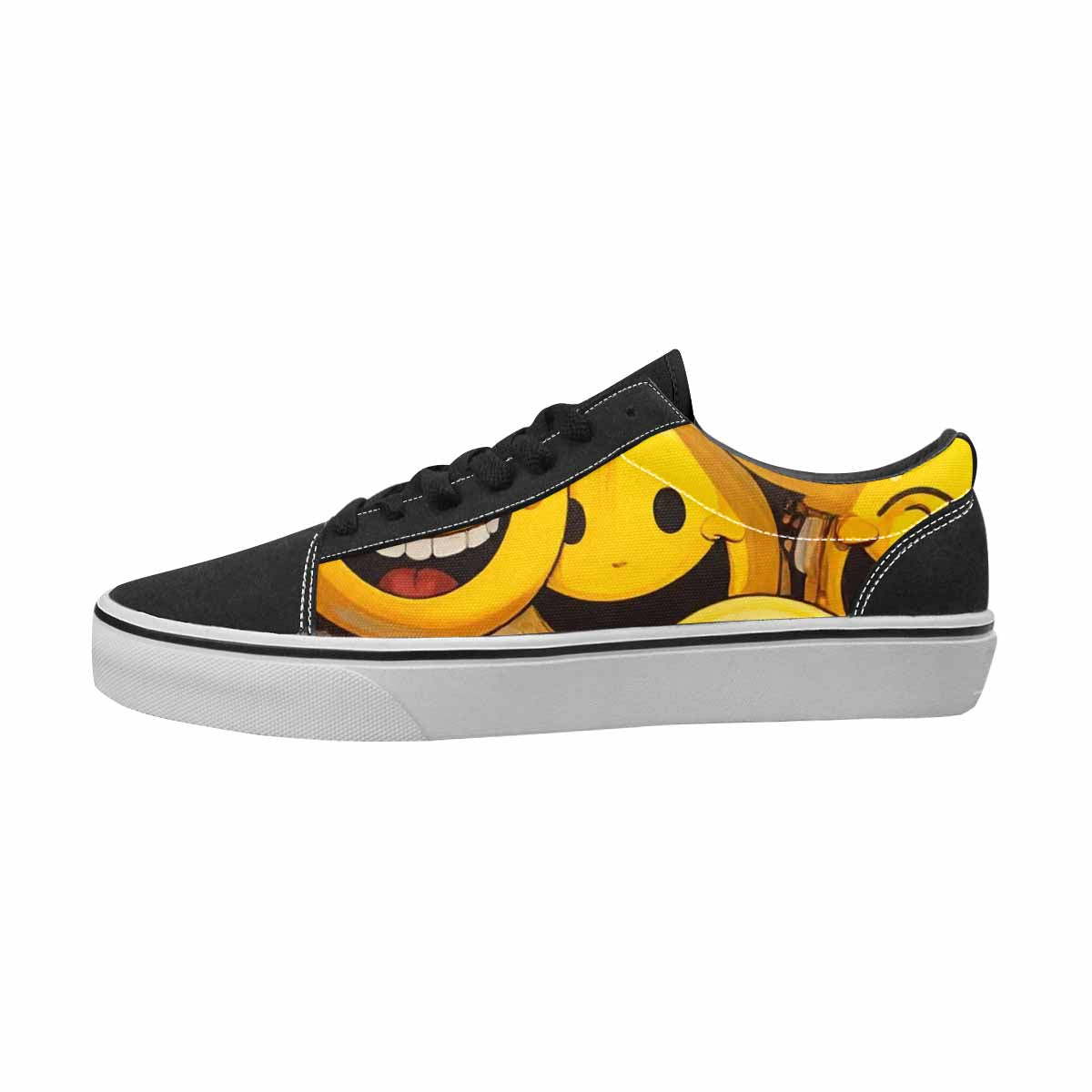WOMEN'S Smiley Face Yellow Canvas Unique Print Cottagecore All Over Print Shoes