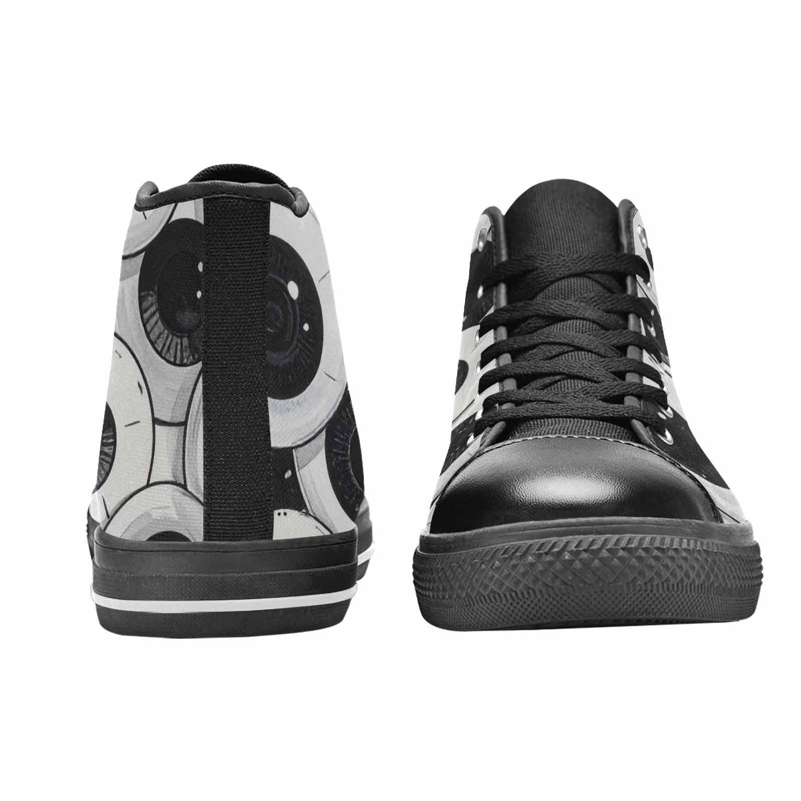 MEN'S Googly Cartoon Eyeballs High Top Canvas Wallpaper Art Custom Shoes