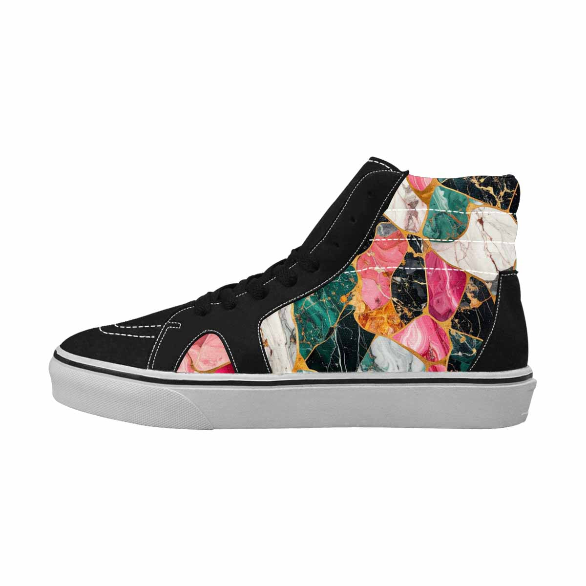 WOMEN'S Marble Stone Texture High Top Canvas Cottagecore Custom Sneakers