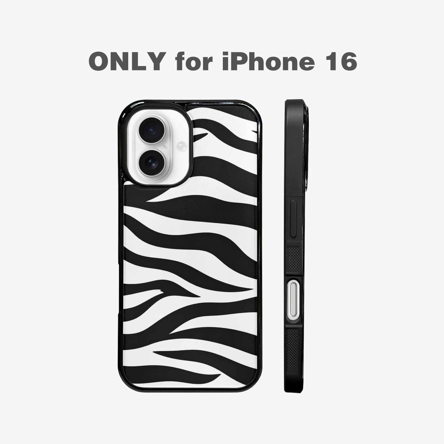 iPhone 16 Case — Zebra Print Black White, Customized Protective Case