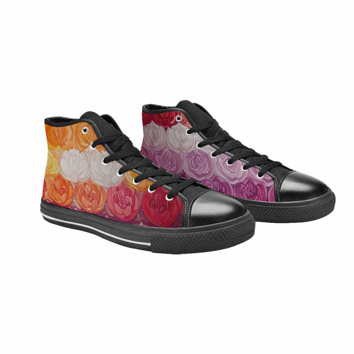 MEN'S Lesbian Flag Color High Top Canvas Wallpaper Art Custom Sneakers