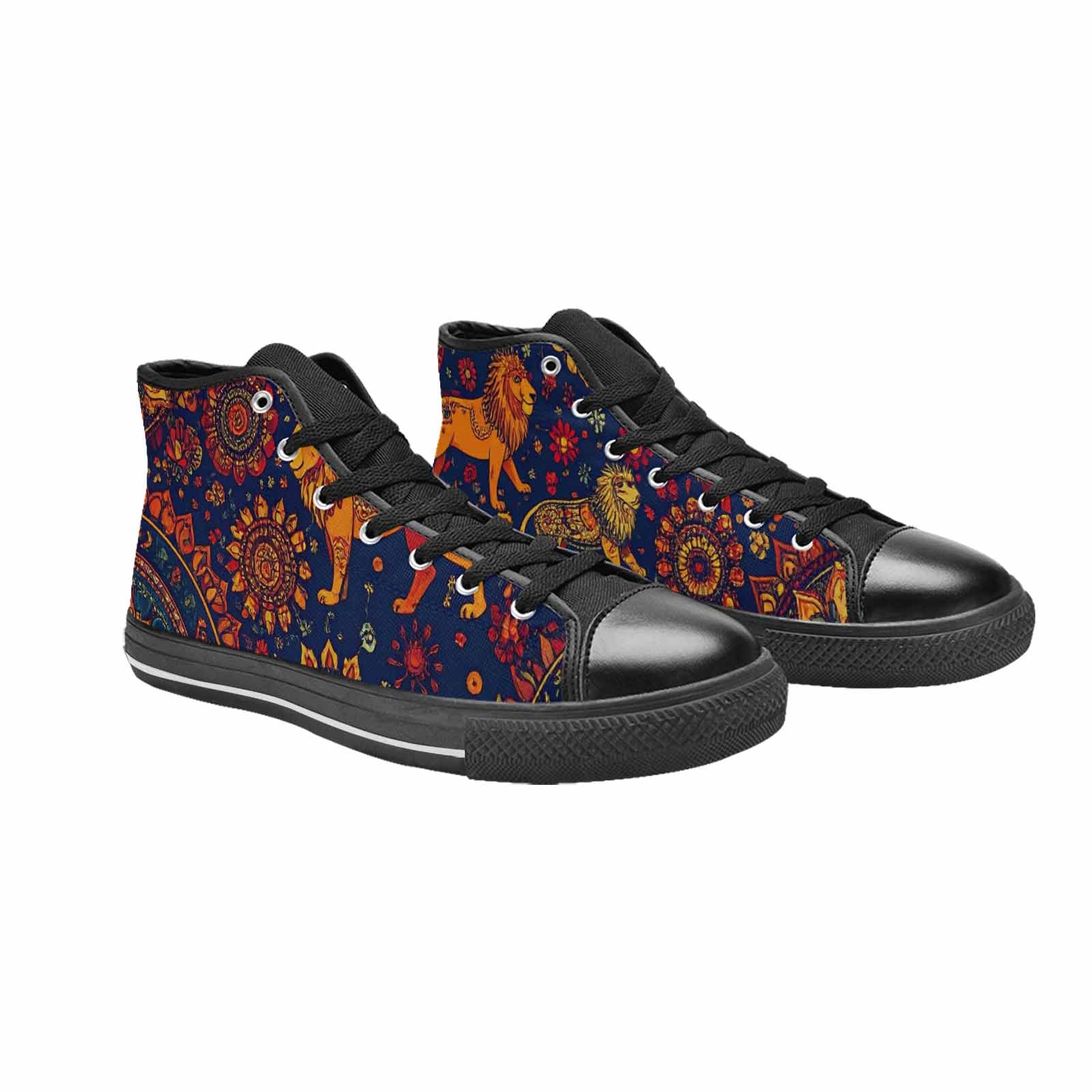 WOMEN'S Mandala Lions High Top Canvas Grunge Custom Sneakers