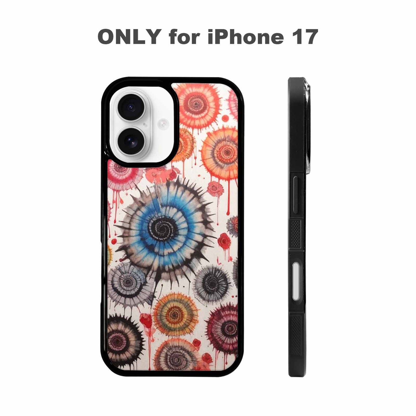 iPhone 17 Case — Tie Dye Swirls Black Tie Dye, Custom Print Case Cover