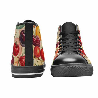 WOMEN'S Cherry Fruit Print High Top Canvas Vivid Custom Sneakers