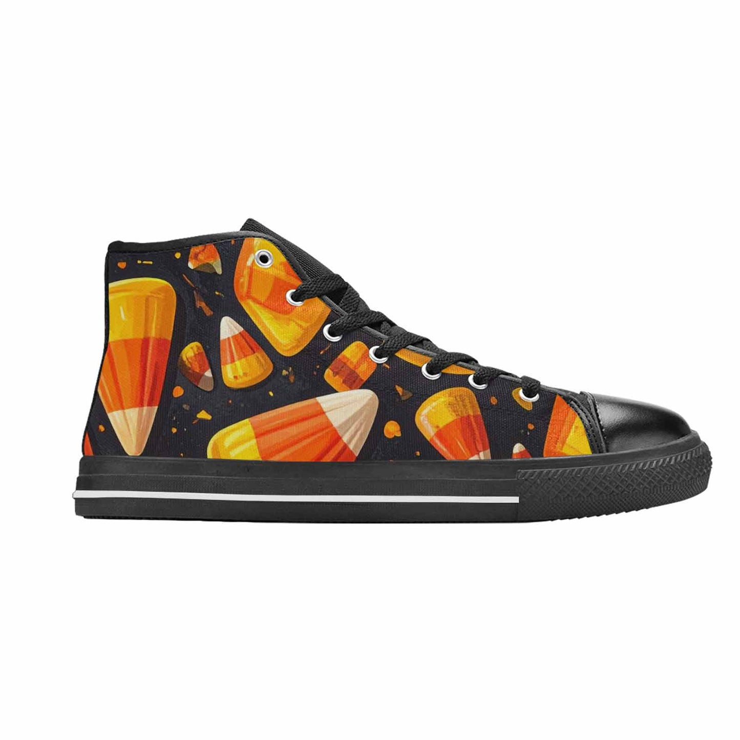 WOMEN'S Halloween Candy Corn High Top Canvas Neon Fantasy Custom Shoes