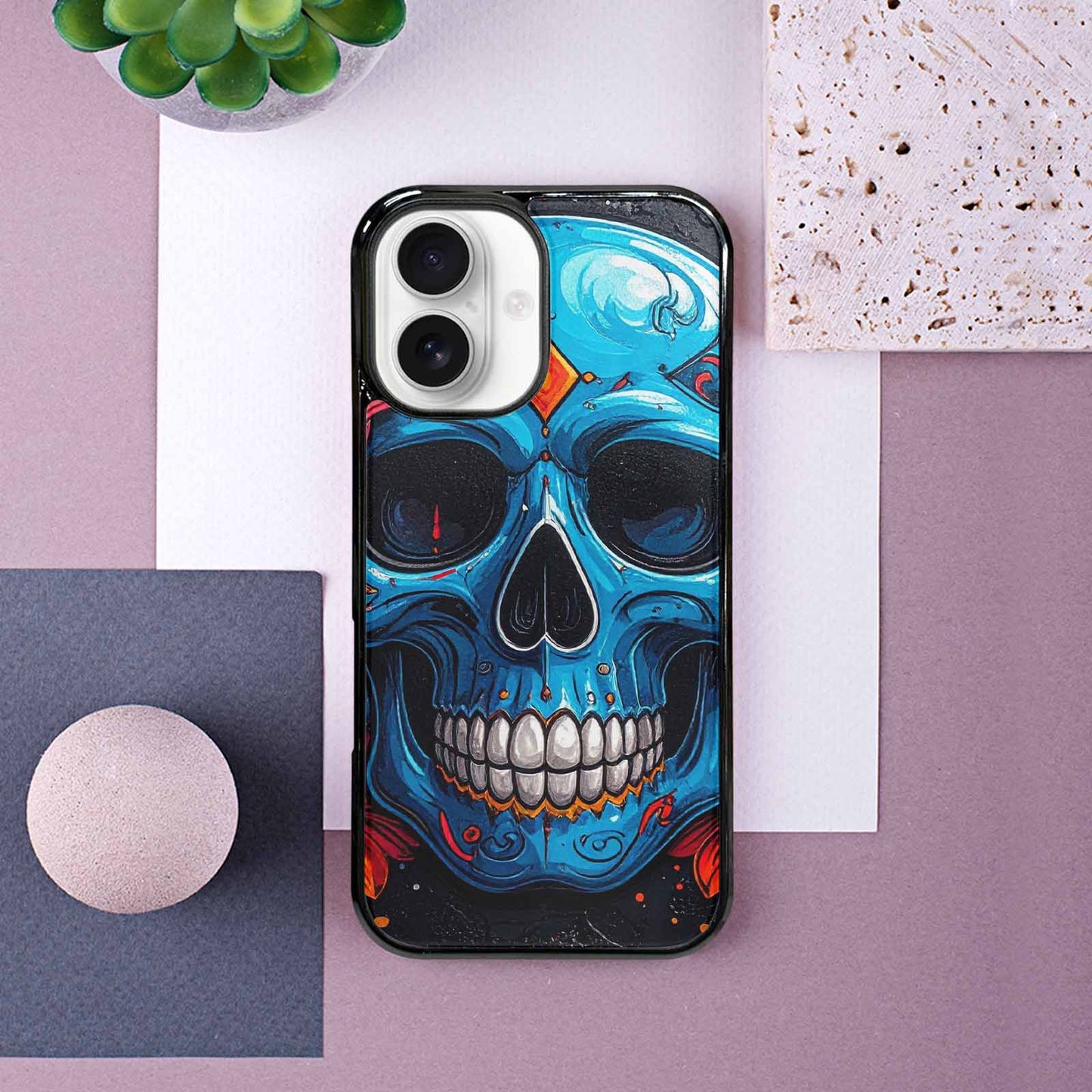 iPhone 16 Case — Graffiti Skull Art Seamless Pattern Vibrant, Personalized Phone Case