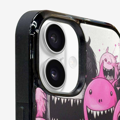 iPhone 16 Plus Case — Monsters General Black Pink Ink Cartoon, Customized Protective Case