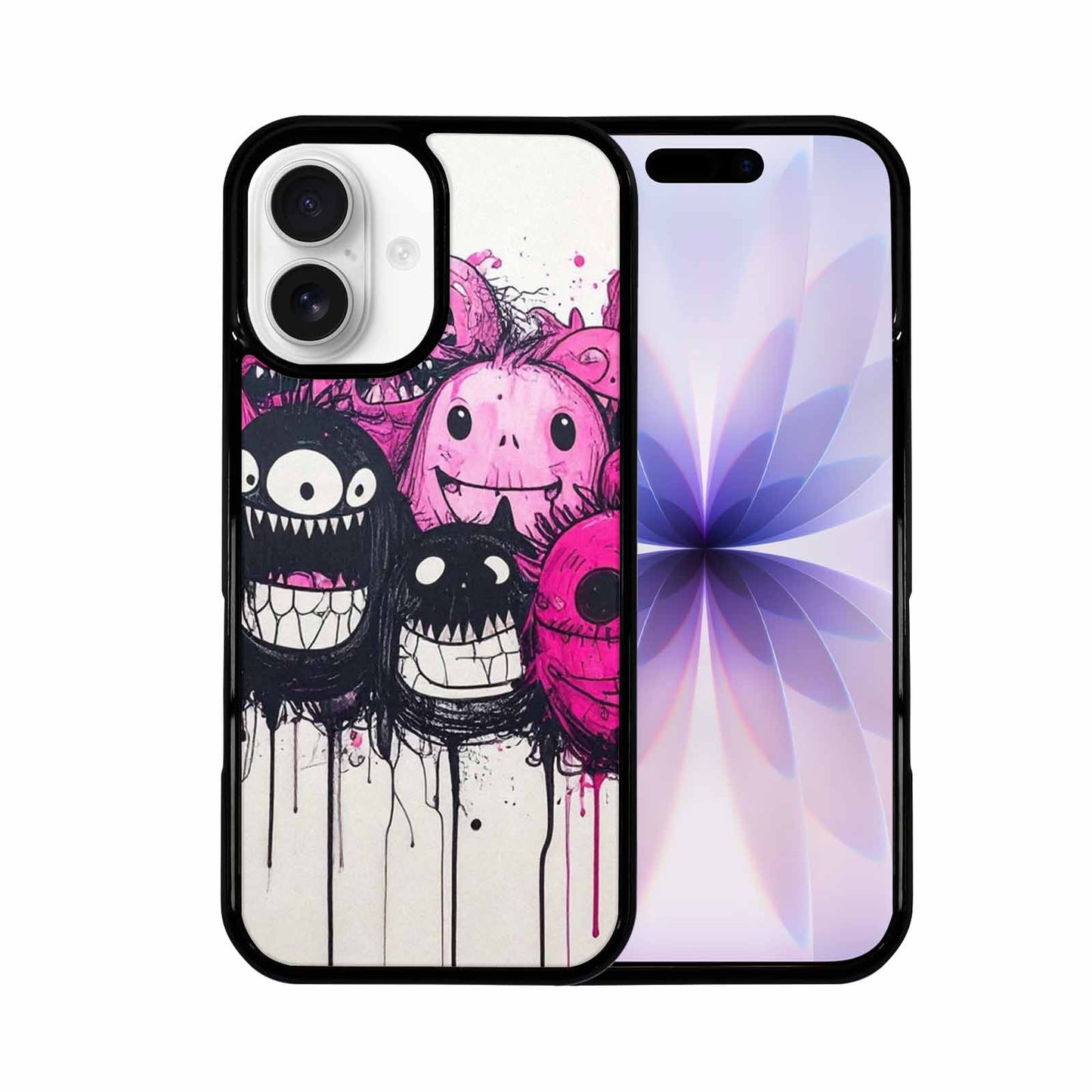 iPhone 17 Case — Black &amp; Pink Ink Cartoon Cute, Personalized Phone Case
