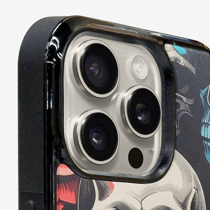 iPhone 16 Pro Case — Skulls Roses Biker Tattoo, Customized Protective Case