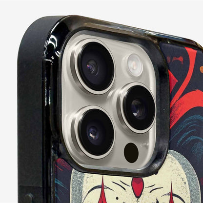 iPhone 16 Pro Case — Evil Circus Heads Faces Overlapping Patterns, Original Design Phone Case