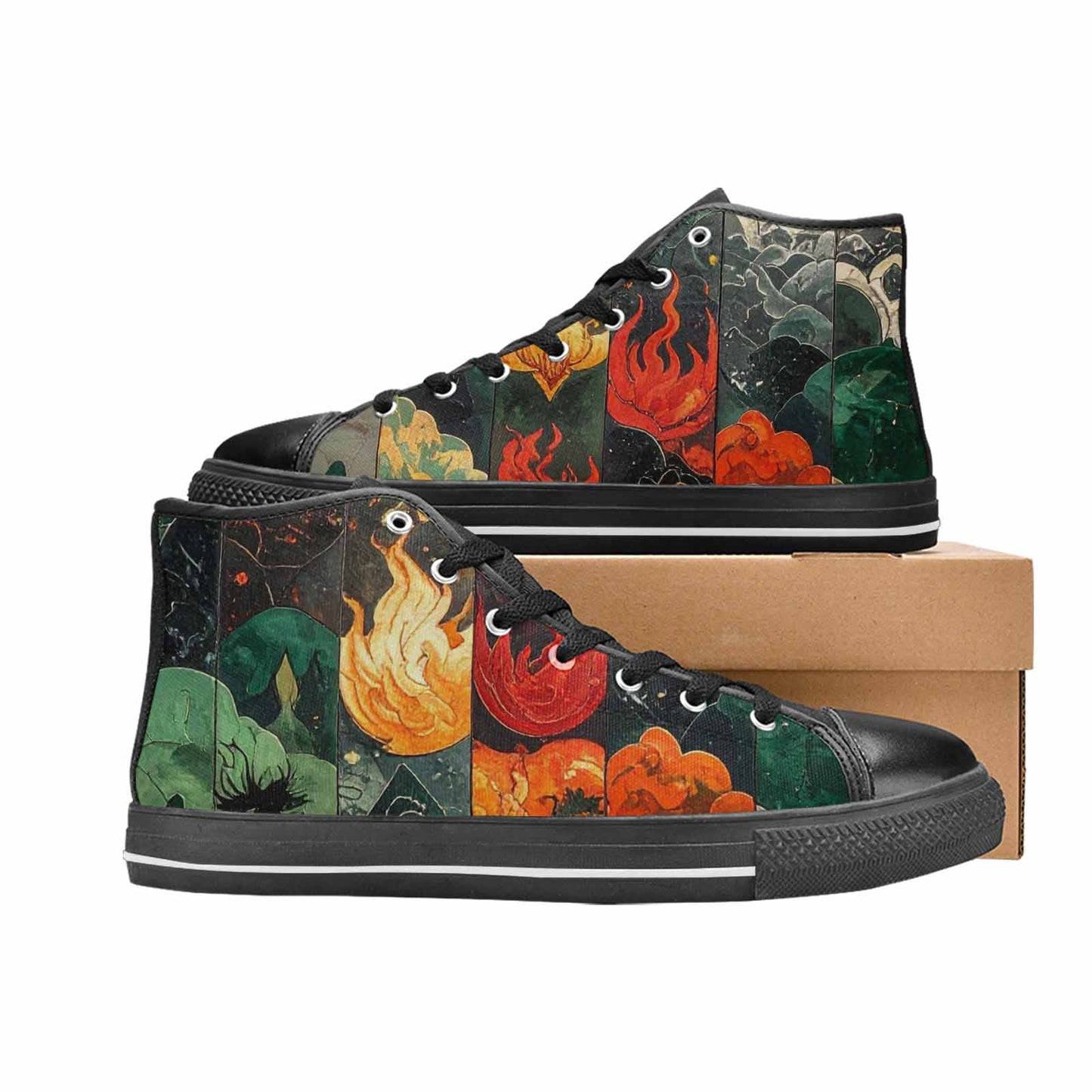 MEN'S Dragon Scale Fantasy High Top Canvas Vibrant Chaos Sneakers