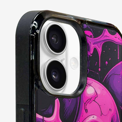 iPhone 16 Case — Pink Purple Skeletons Neon Drip Melting, Custom Made Phone Cover