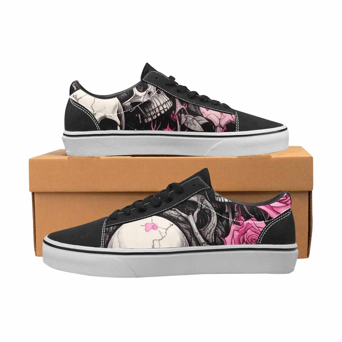 WOMEN'S Skull Roses Lace-Up Canvas Melting Art Sneakers