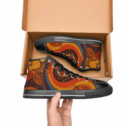 MEN'S Groovy 70S Peace High Top Canvas Neon Fantasy Shoes