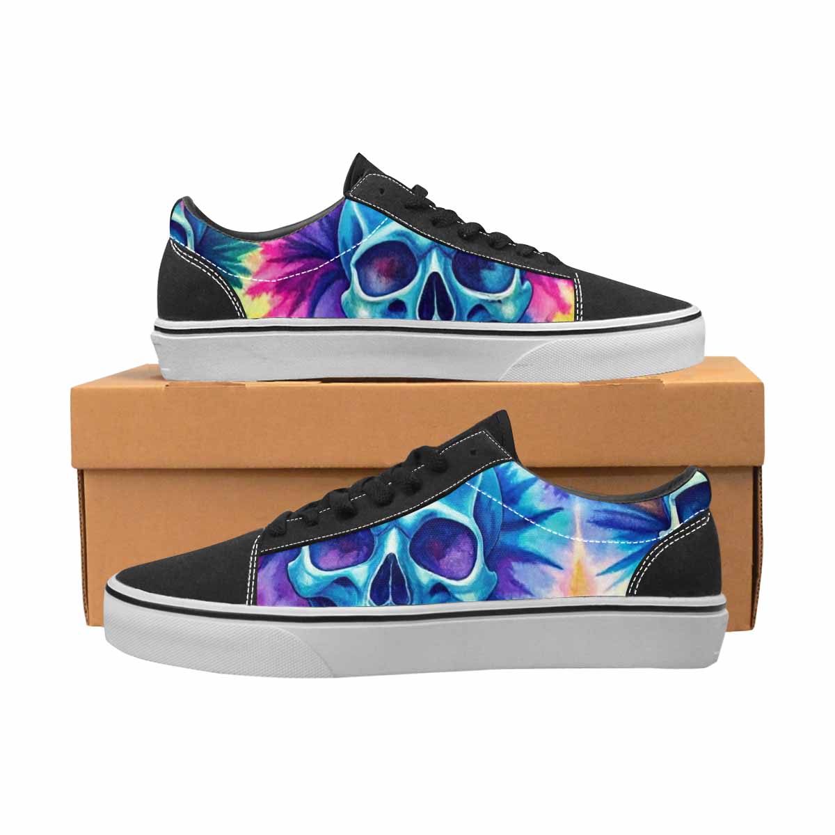 MEN'S Tie Dye Skulls Print Canvas Lace-Up Cottagecore Custom Sneakers