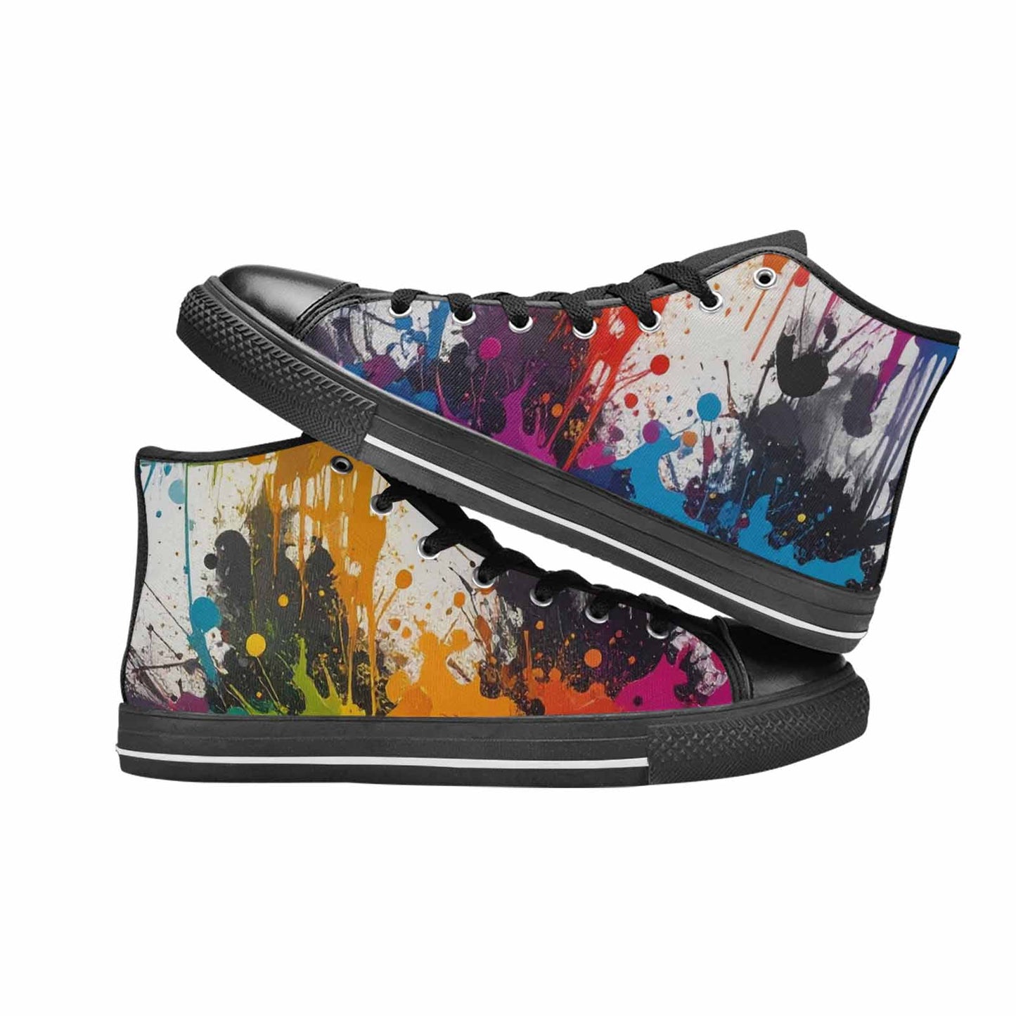 WOMEN'S Paint Splatter High Top Canvas Surreal Shoes