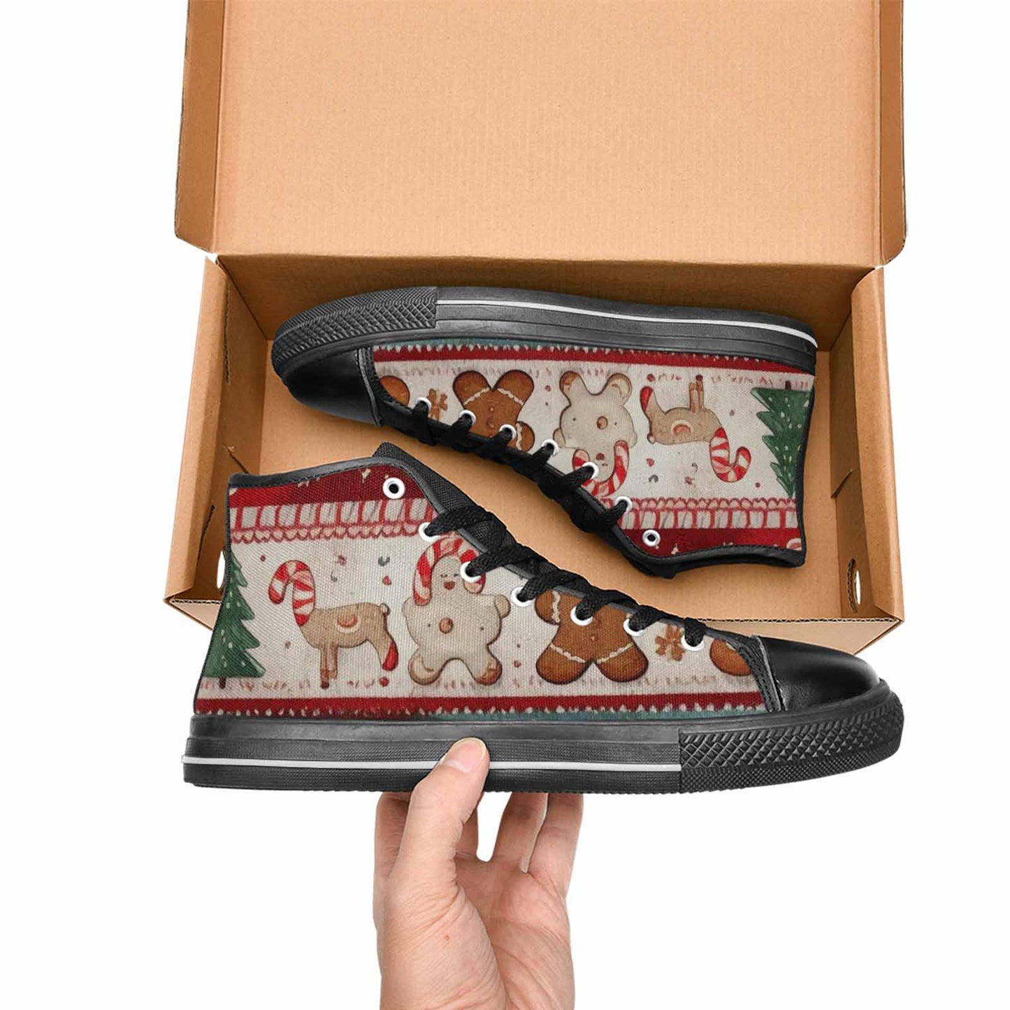 WOMEN'S Christmas Holly Snowflake High Top Canvas Surreal Sneakers