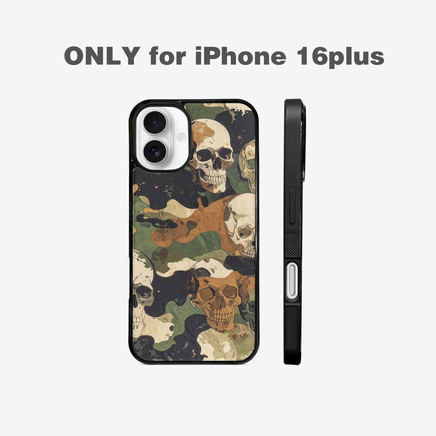 iPhone 16 Plus Case — Military Camo Texture Combined With Distressed, Personalized Phone Case