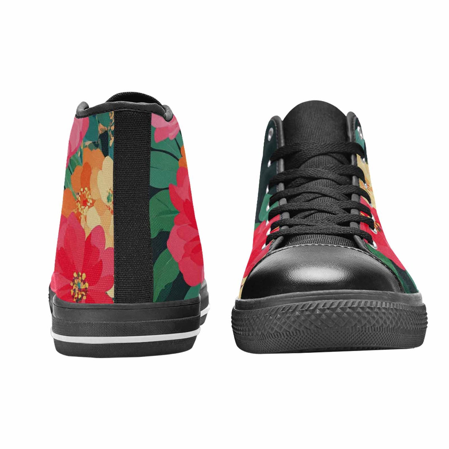 WOMEN'S Floral Snake Print High Top Canvas Neon Fantasy Custom Sneakers