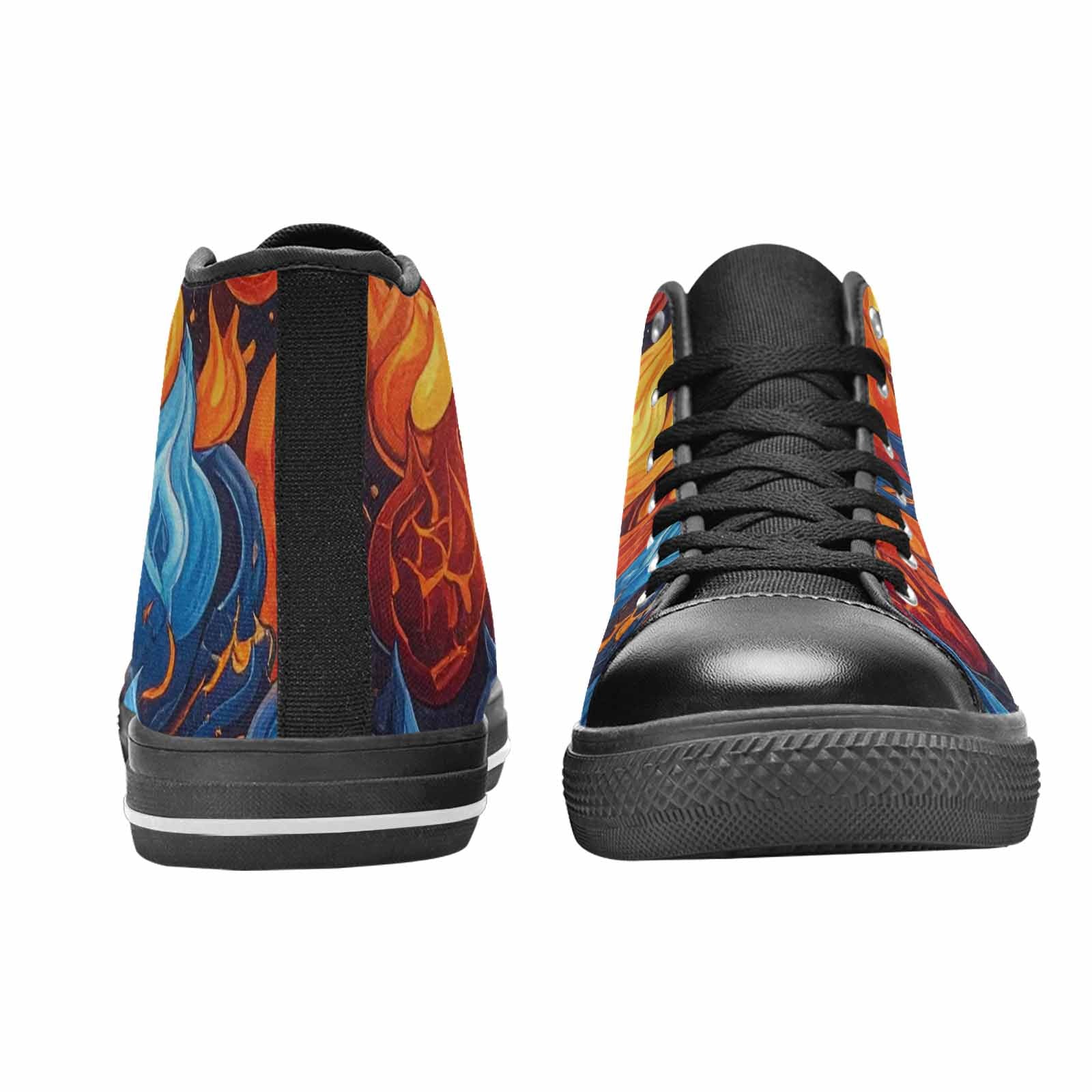 WOMEN'S Fire Flame High Top Canvas Dark Academia Sneakers