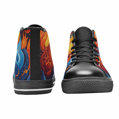 WOMEN'S Fire Flame High Top Canvas Dark Academia Sneakers