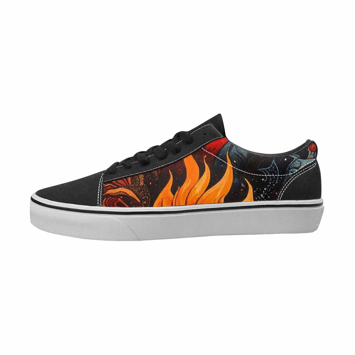 MEN'S Flames Black & Red Ink Canvas Graphic Print Wallpaper Art Custom Print Sneakers