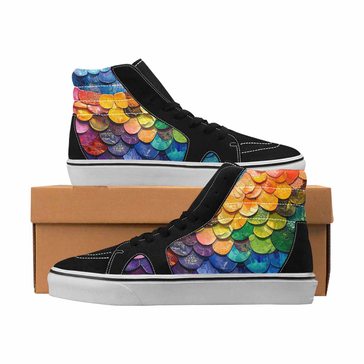 MEN'S Reptile Full Color High Top Canvas Boutique Dark Academia Original Art Sneakers